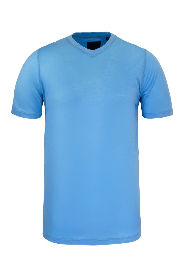 Victor Extra Fine Merino Wool V-neck Shirt, Alternate, color, Blue