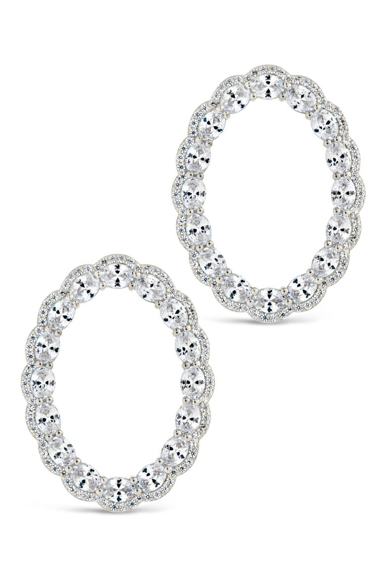 Rosario CZ Front Hoop Earrings, Alternate, color, SILVER