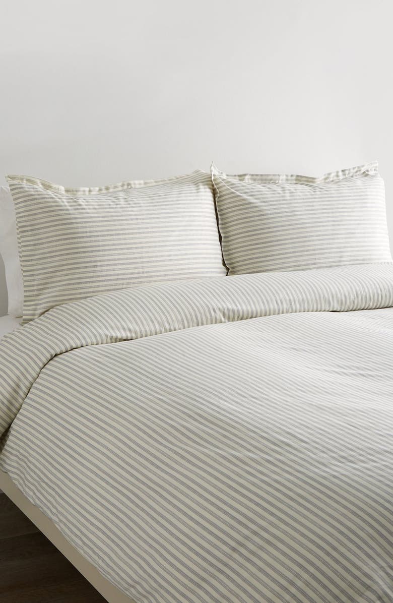 MELANGE HOME Stripe 400 Thread Count Cotton Duvet Set, Main, color, Grey