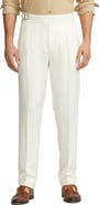 Ralph Lauren Purple Label Gregory Flat Front Silk & Linen Canvas Trousers