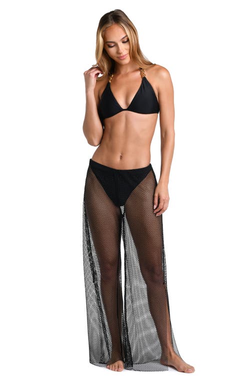 L Agence Noemi Wide Leg Mesh Cover-up Pants In Black