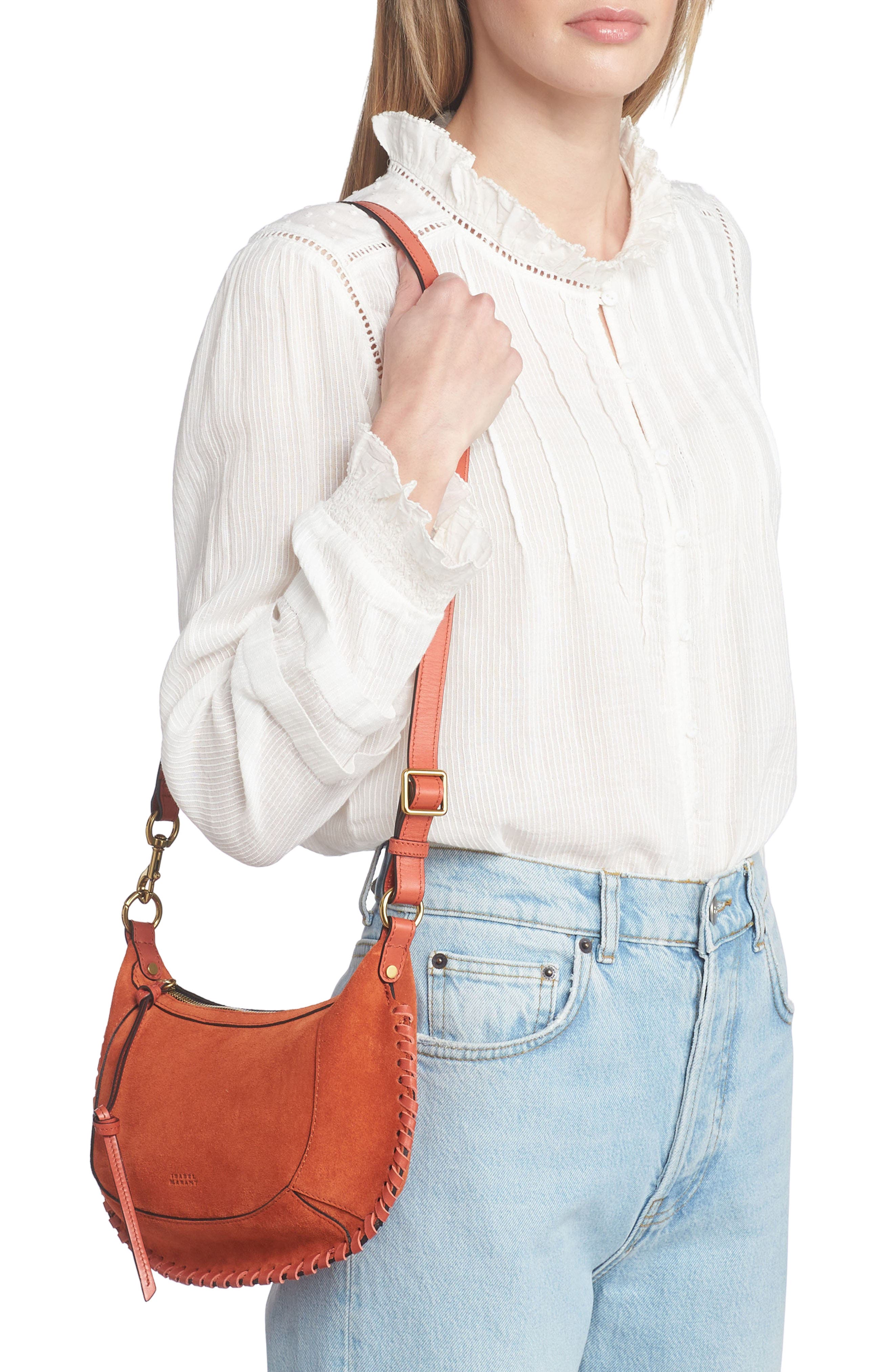 Isabel Marant Oskan Moon Suede Shoulder Bag, Alternate, color, 