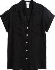 Vitamin A® Playa Pocket Linen Cover-Up Button-Up Shirt