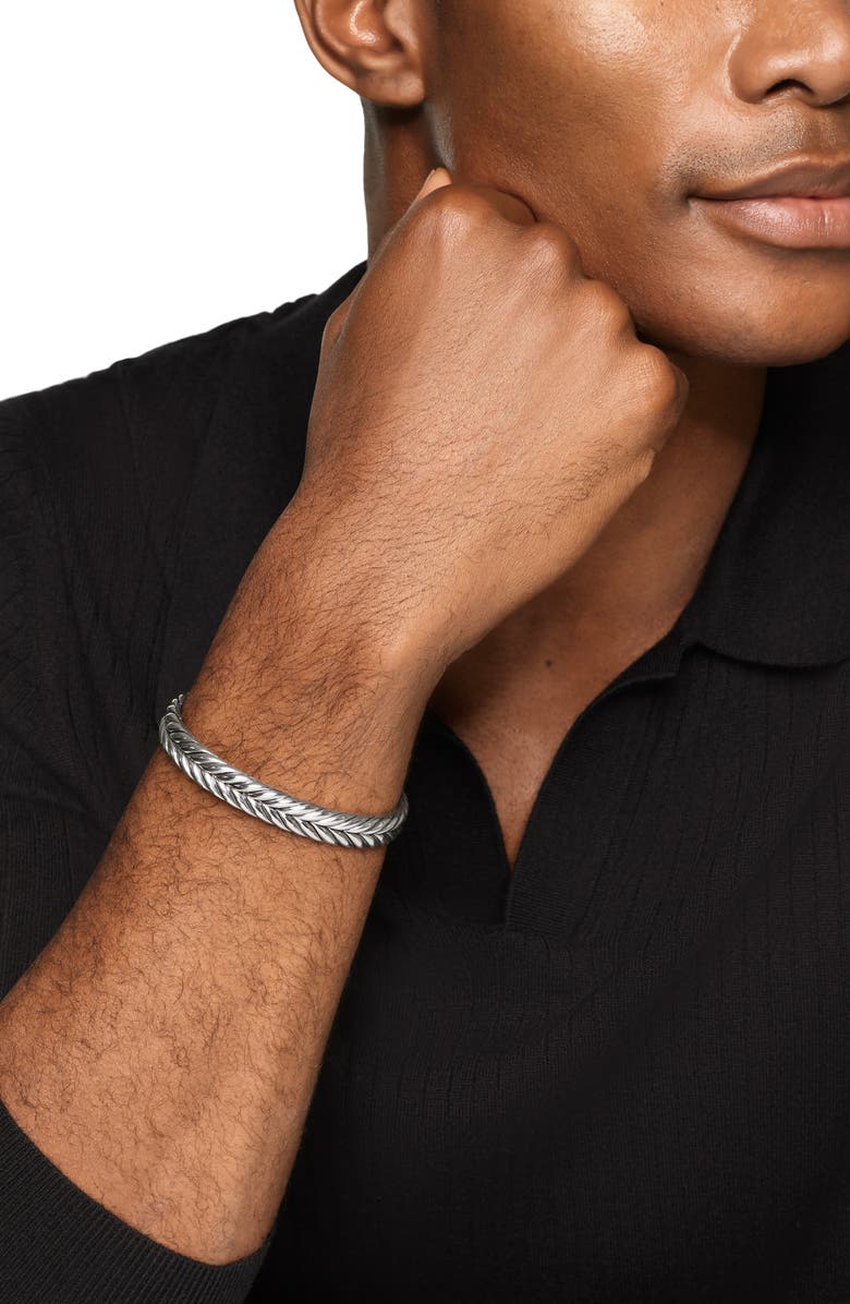 David Yurman Chevron Flex Bracelet in Sterling Silver, 10mm, Alternate, color, Silver