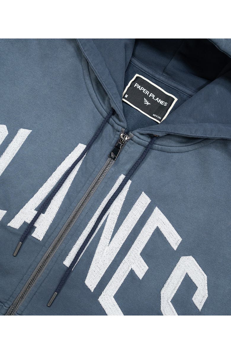 PAPER PLANES Arched Logo Zip Hoodie, Alternate, color, Steel Blue
