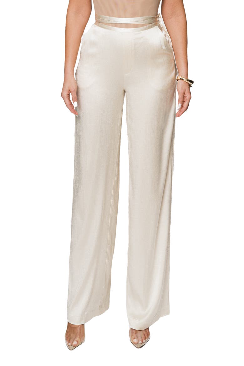 Deserae Silk Blend Wide Leg Pants, Main, color, CREAM