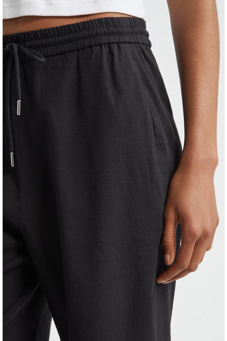 Linen Blend Drawstring Pants, Alternate, color, BLACK