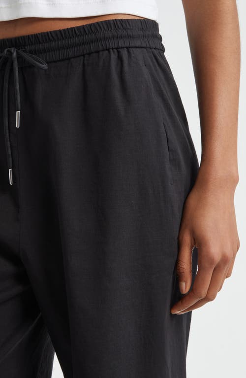 Theory Linen Blend Drawstring Pants In Black