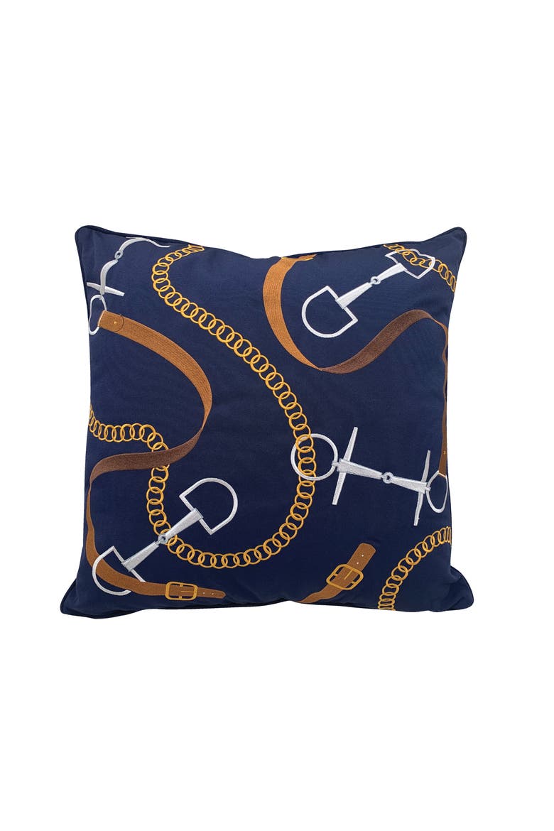 Bits & Leather Navy Indoor/ Indoor/Outdoor Accent Throw Pillow Decor, Main, color, Blue