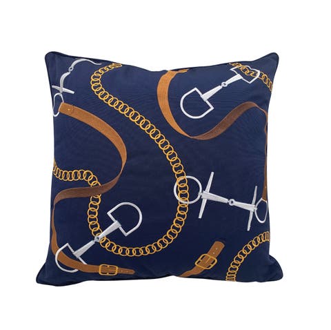 Bits & Leather Navy Indoor/ Indoor/Outdoor Accent Throw Pillow Decor