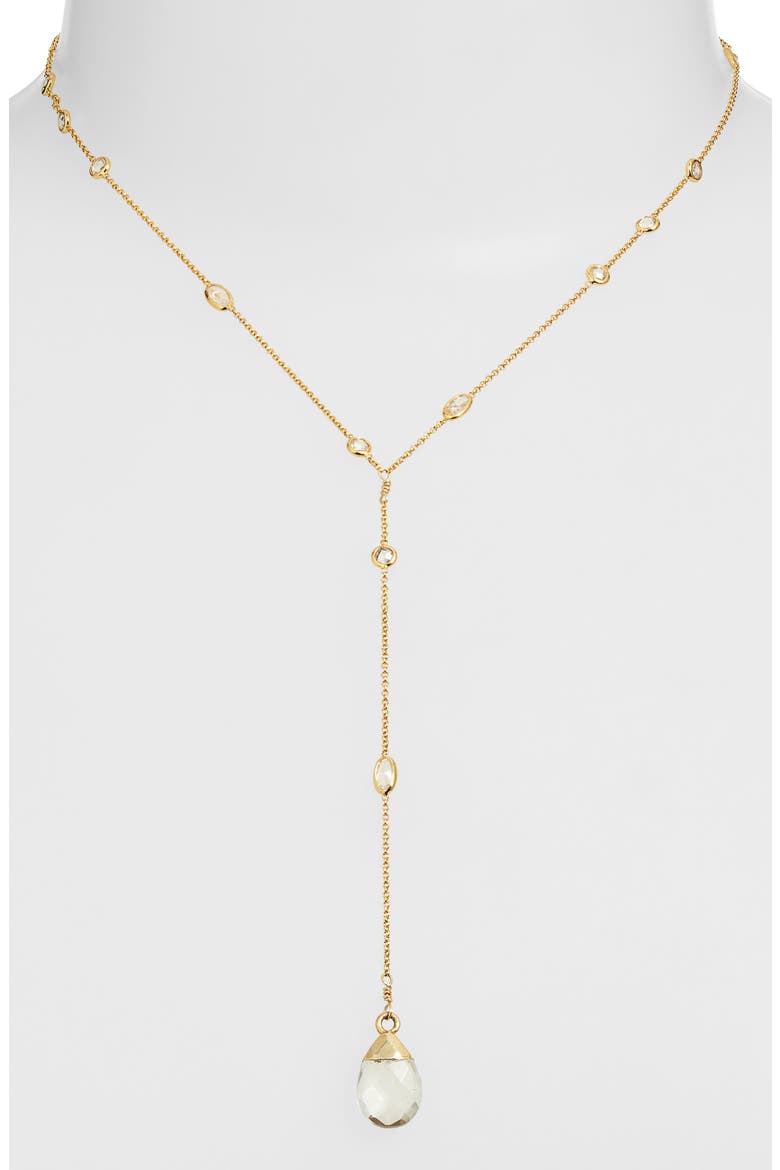 Raindrop Cubic Zirconia Y-Necklace, Alternate, color, GOLD