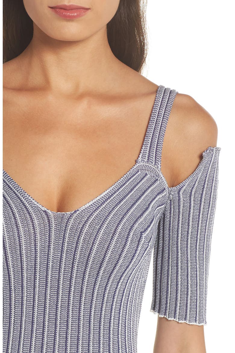 Cold Shoulder Ribbed Knit Body-Con Dress, Alternate, color, GREY