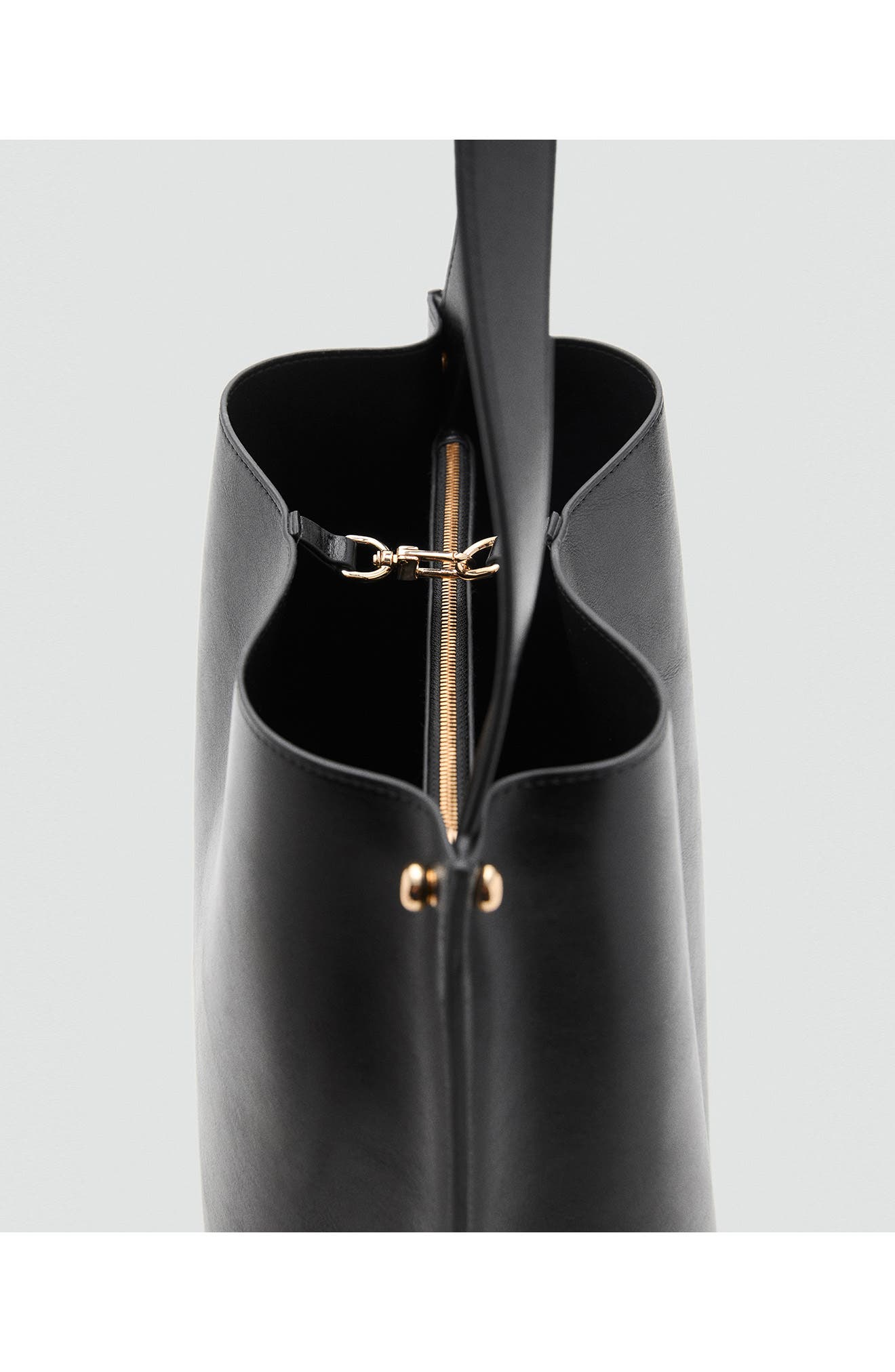 MANGO Faux Leather Tote, Alternate, color, Black