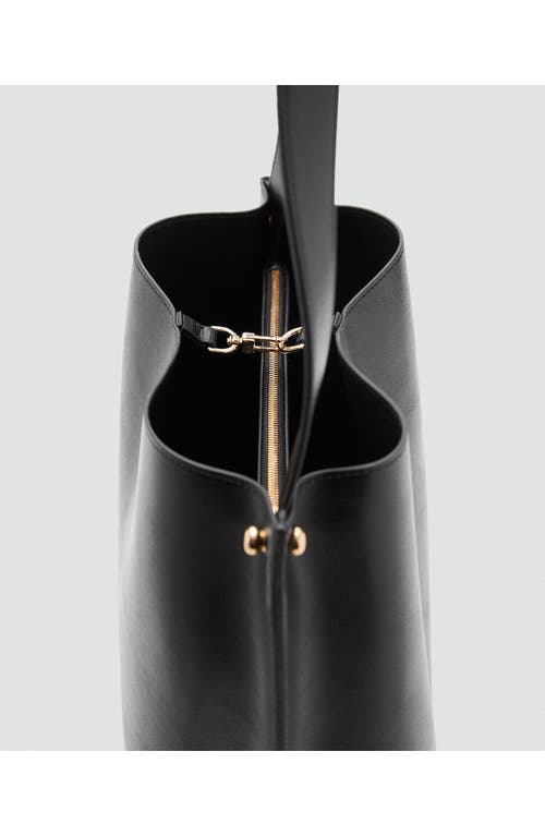 Mango Faux Leather Tote In Black