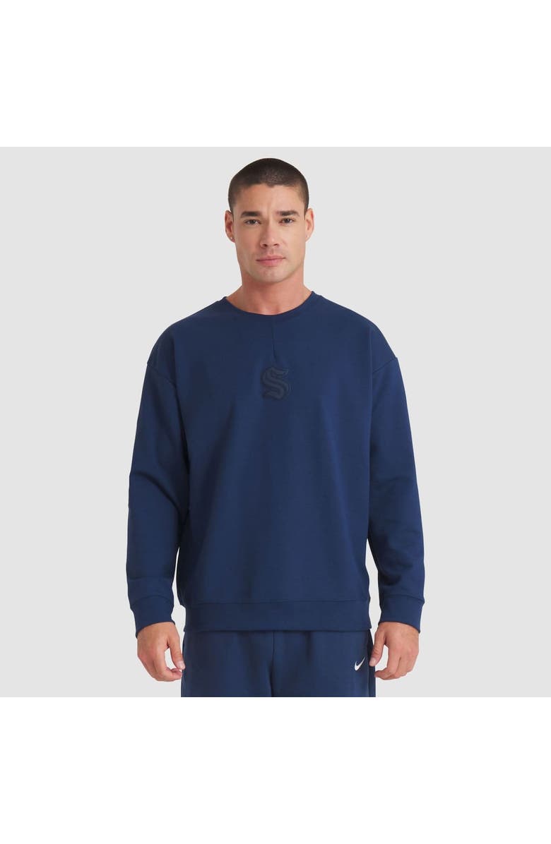 FANATICS Men
s Fanatics Deep Sea Blue Seattle Kraken Authentic Pro Road Tri-Blend Sweatshirt, Alternate, color, Navy