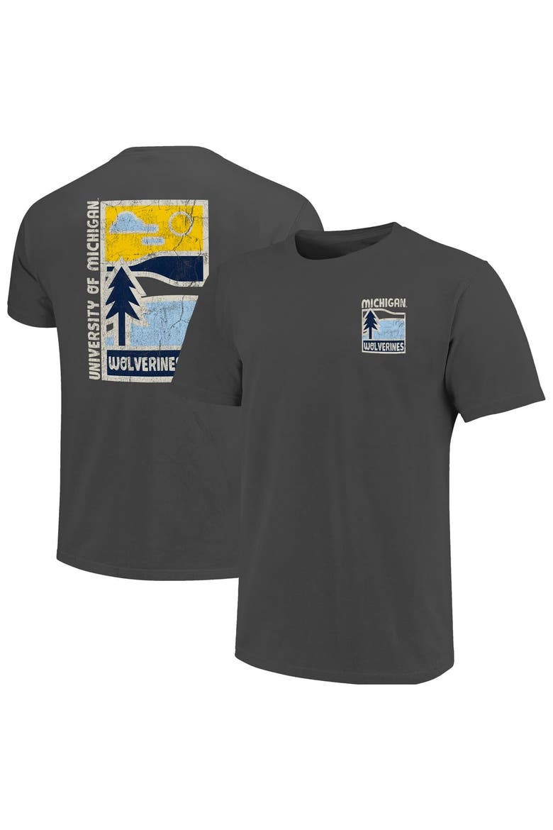 Men's  Graphite Michigan Wolverines Comfort Colors Minimal Vista Distressed Graphics T-Shirt, Main, color, Graphite
