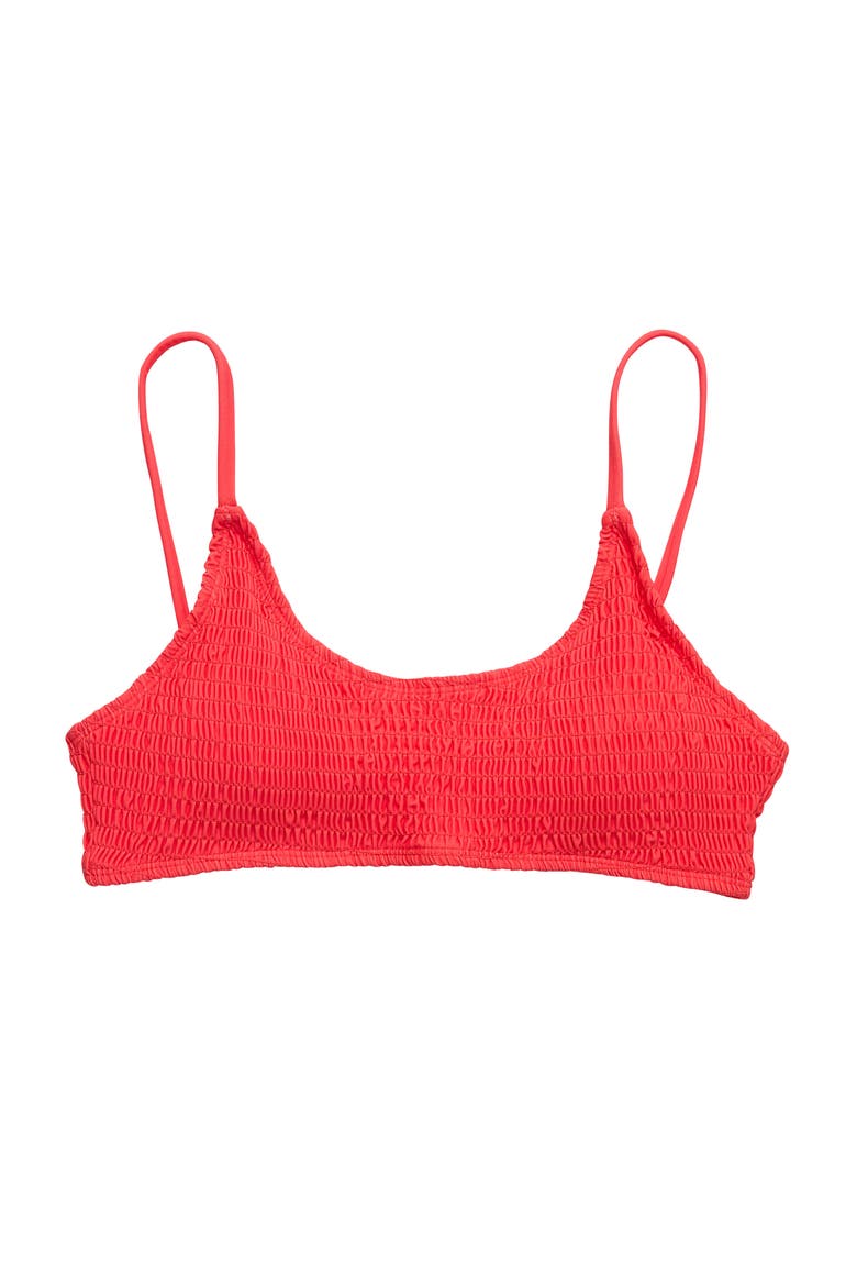 Shirred Sustainable Bikini Top, Main, color, Watermelon