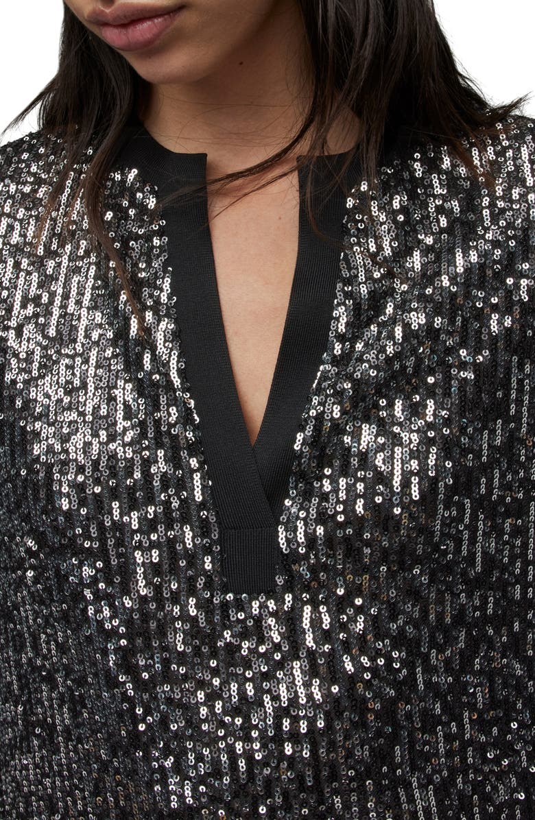 AllSaints Julea Dia Sequin Long Sleeve Midi Dress, Alternate, color, 