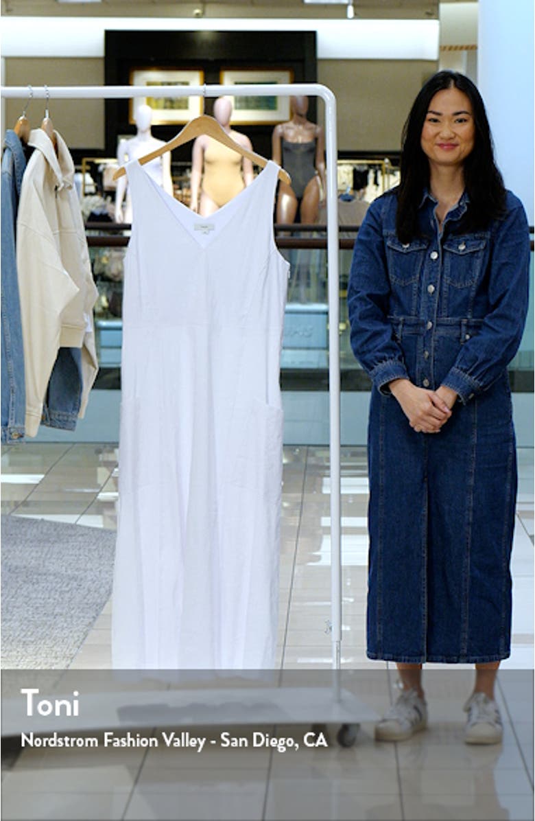 Patch Pocket Linen Blend Midi Dress, sales video thumbnail