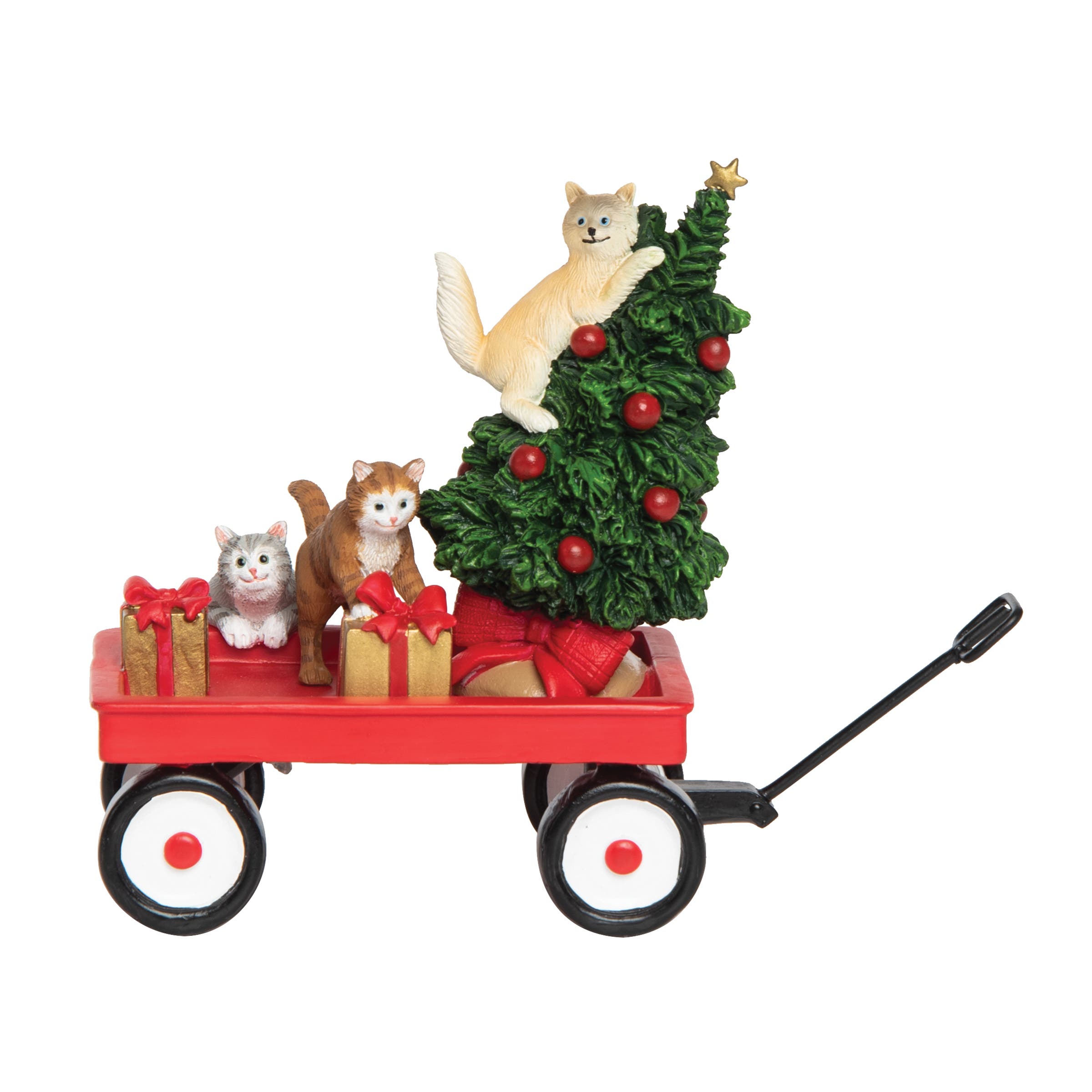 Gallerie Ii Kitten Wagon Decorative Figurine In Red