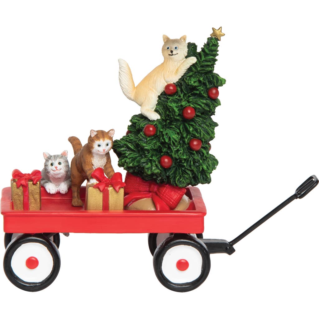 Gallerie Ii Kitten Wagon Decorative Figurine In Red