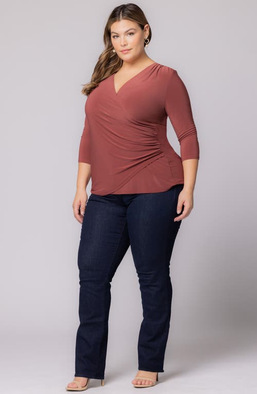 Shop Kiyonna Faux Wrap Top In Marsala