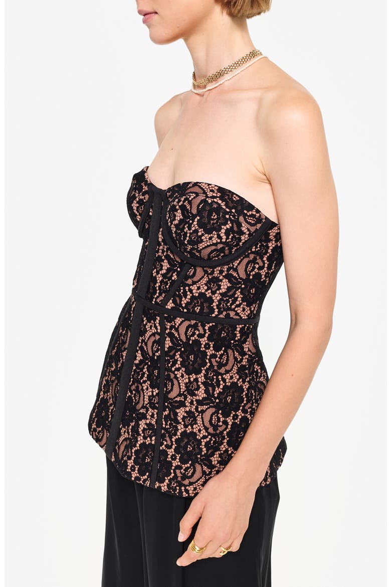 Vega Lace Corset Top, Alternate, color, BLACK