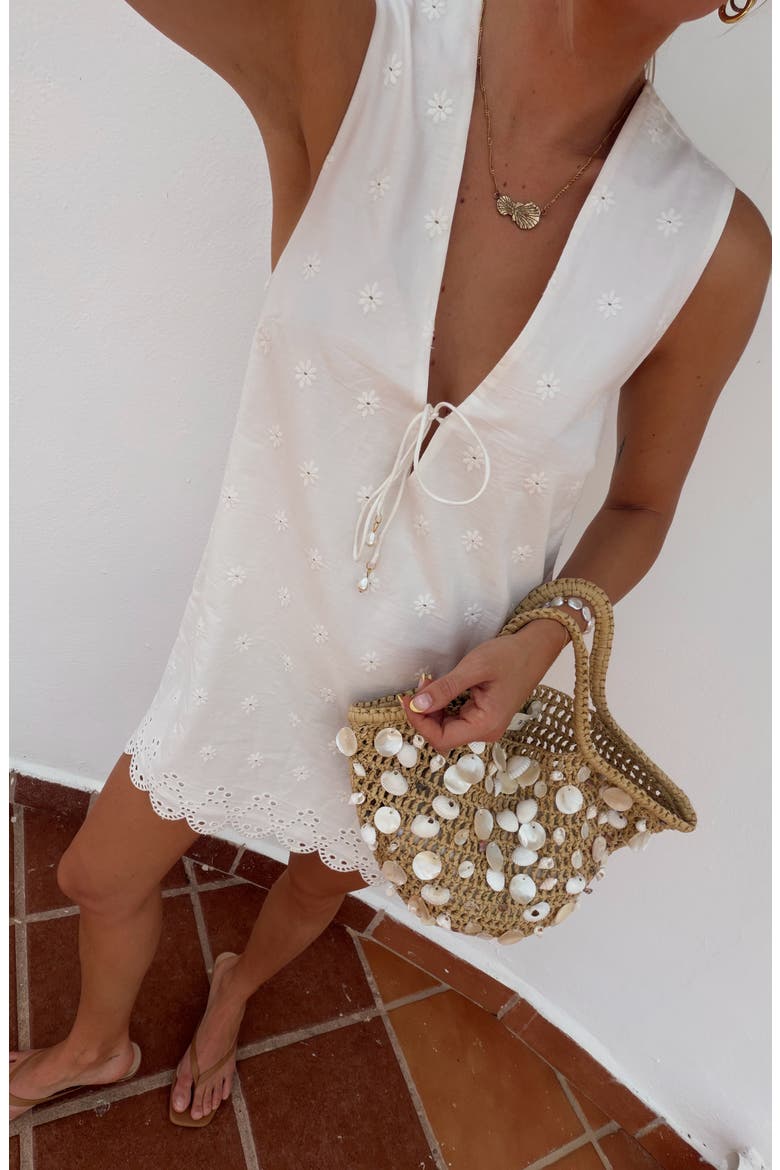 Sunday Cotton Cover-Up Minidress, Alternate, color, CREAM
