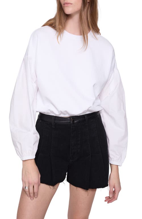 Rebecca Minkoff Julia Combo Long Sleeve Top In Bright White