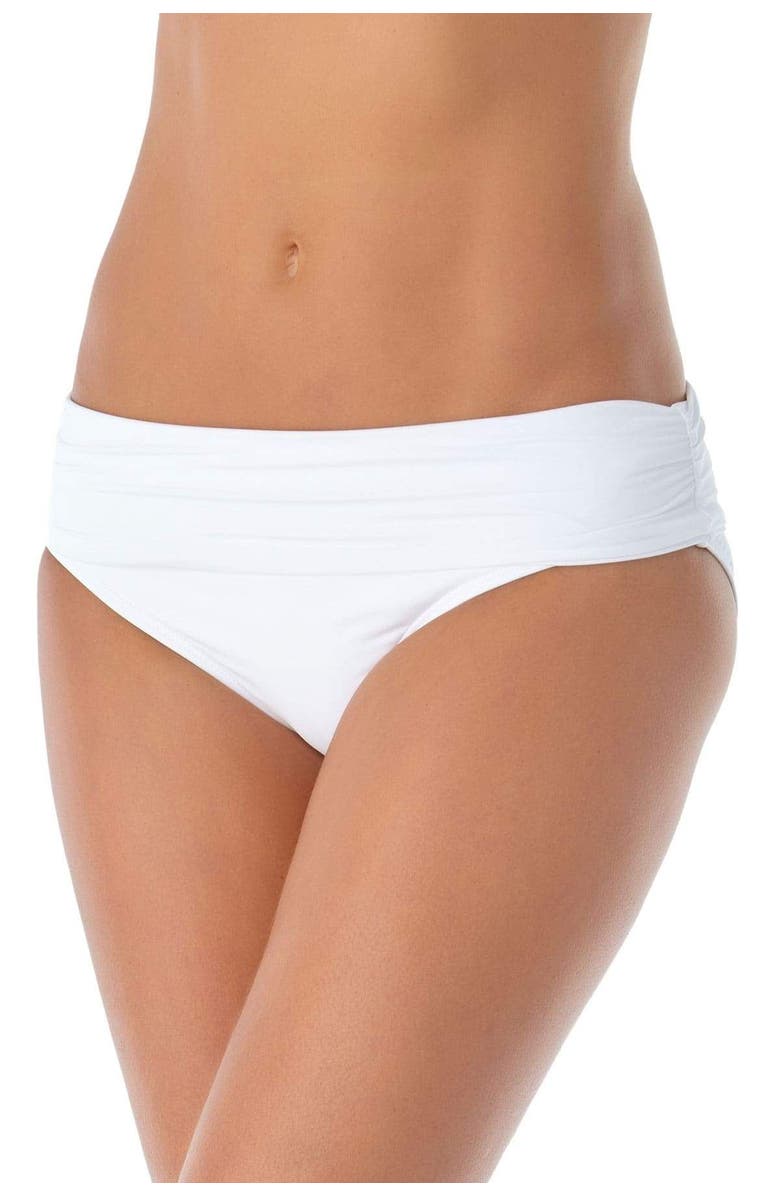 Anne Cole Women's Live In Color Convertible High Waist Shirred Swim Bottom, Main, color, White