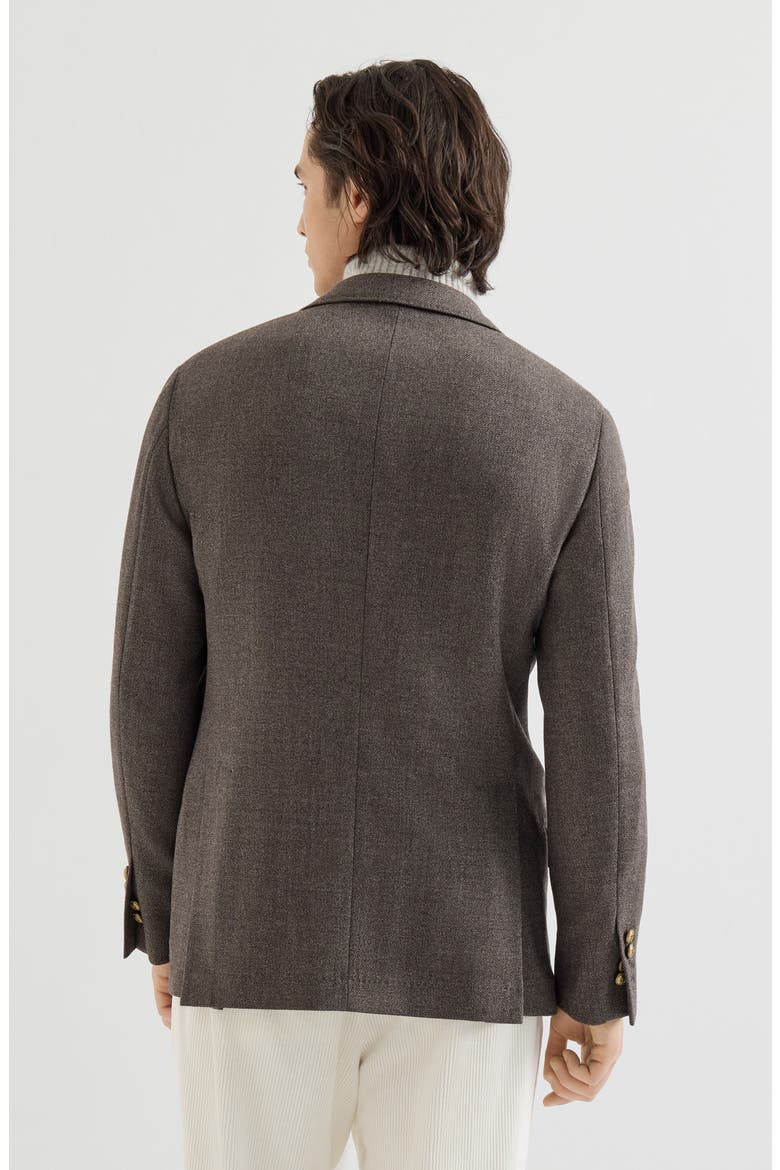 Mouliné virgin wool twill deconstructed Cavallo blazer, Alternate, color, Brown