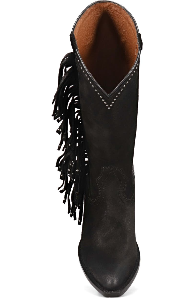 Frye Sacha Fringe Knee High Boot, Alternate, color, Black