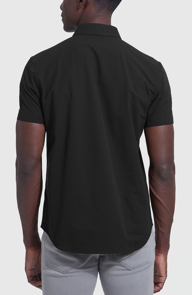 True Classic Commuter Slim Fit 4-Way Stretch Short Sleeve Button-Up Shirt, Alternate, color, Black