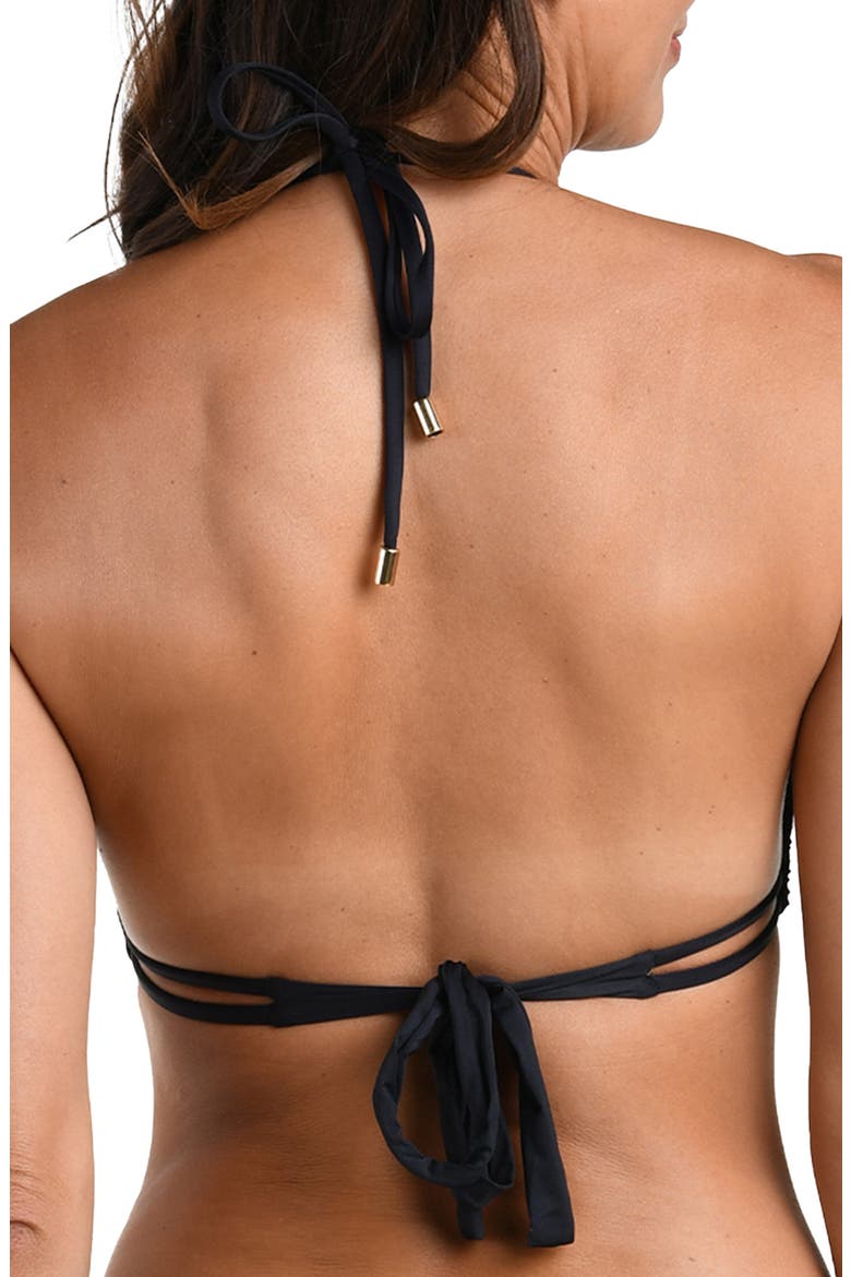 Mantra Medallion Halter Neck Bikini Top, Alternate, color, BLACK