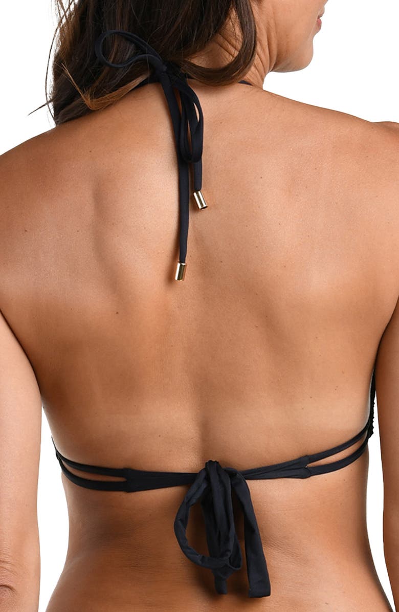 La Blanca Mantra Medallion Halter Neck Bikini Top, Alternate, color, Black