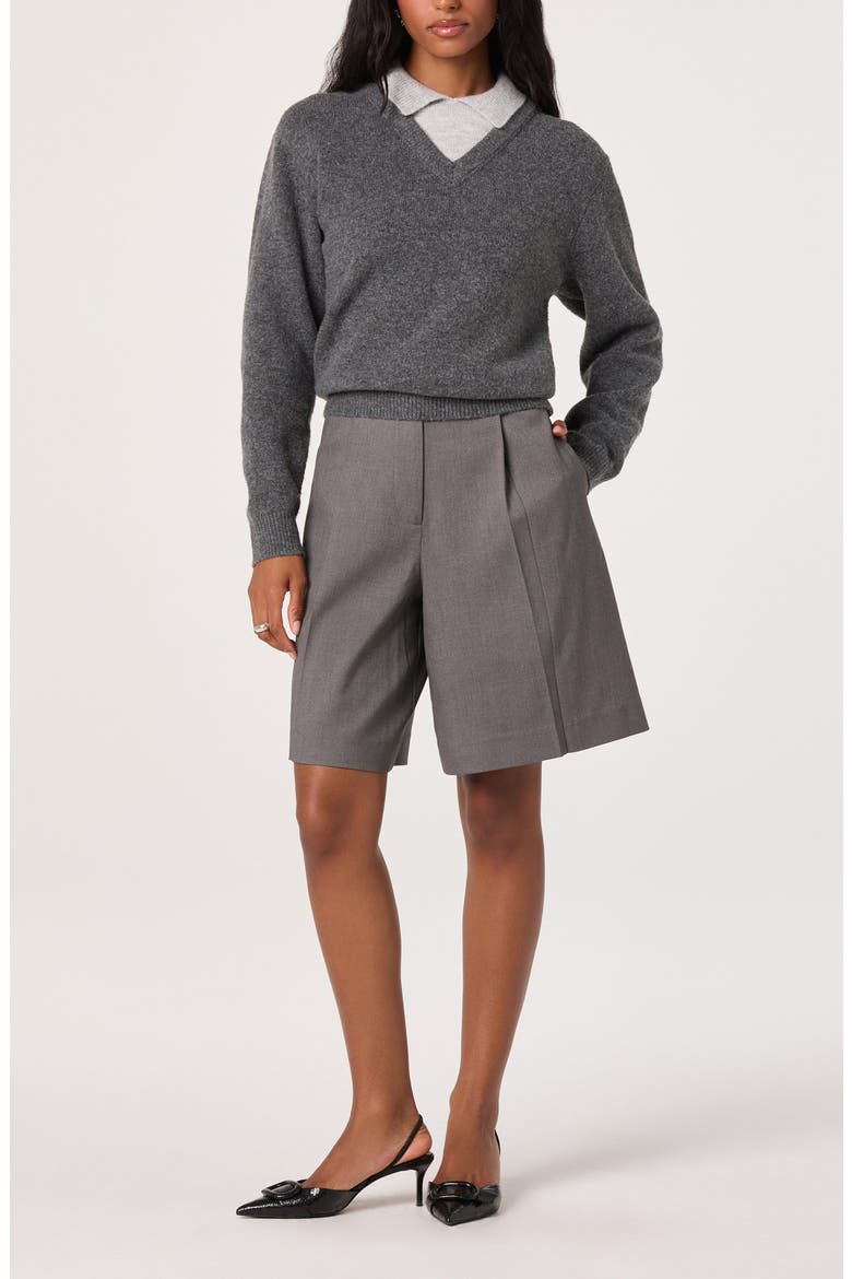 Contrast Collar Sweater, Alternate, color, GREY