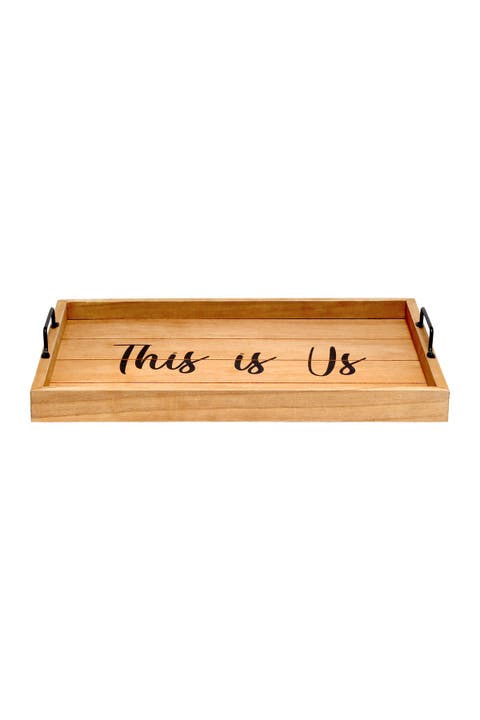 Decorative Wood Serving Tray with Handles - 15.5" x 12" - "This is Us"
