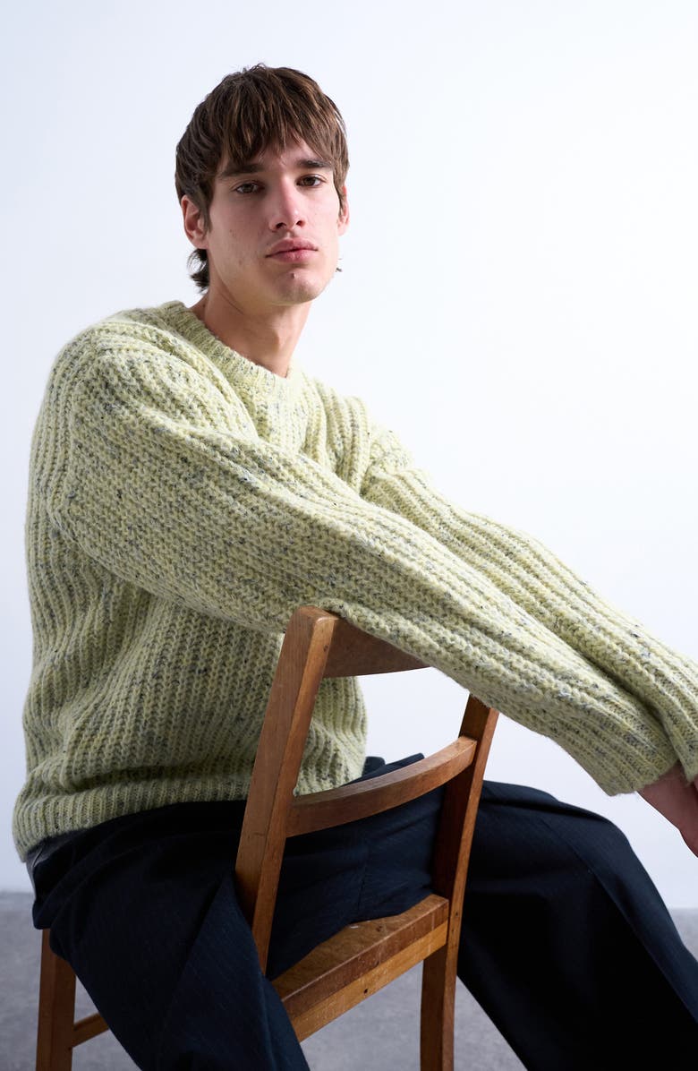 Topman Relaxed Fit Ribbed Knit Sweater, Alternate, color, Green