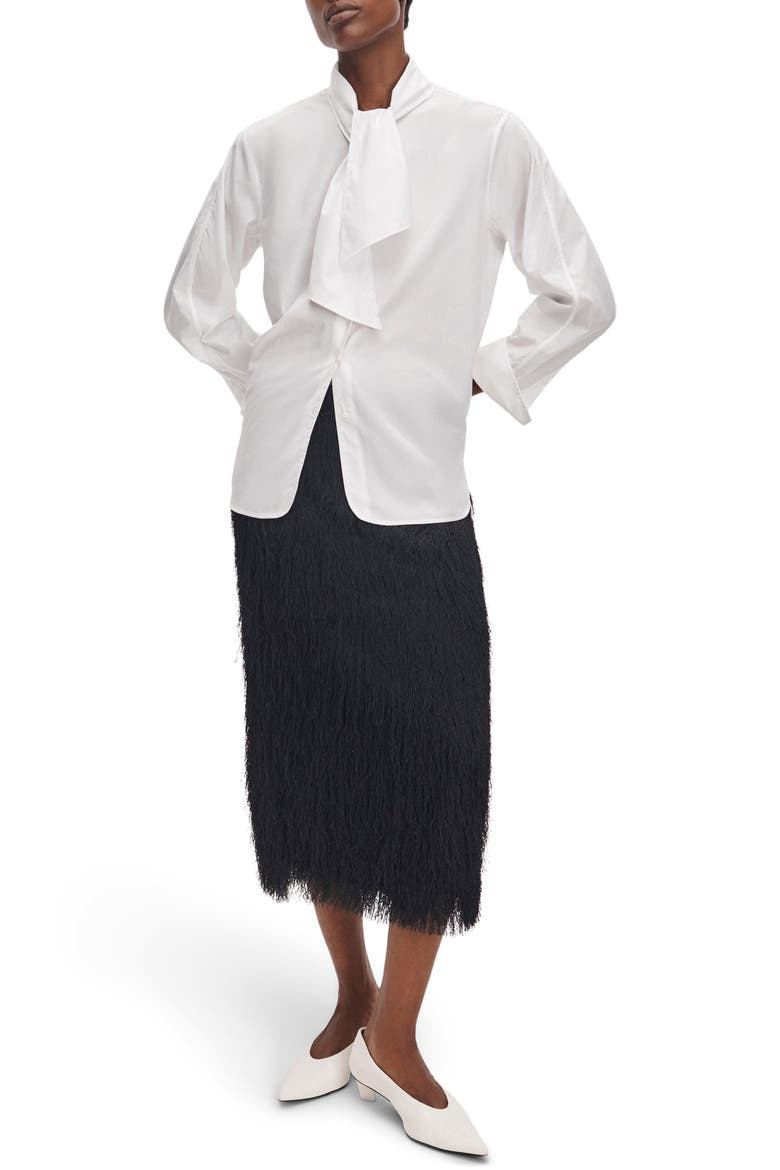 Amalia Eyelash Fringe Midi Skirt, Alternate, color, BLACK