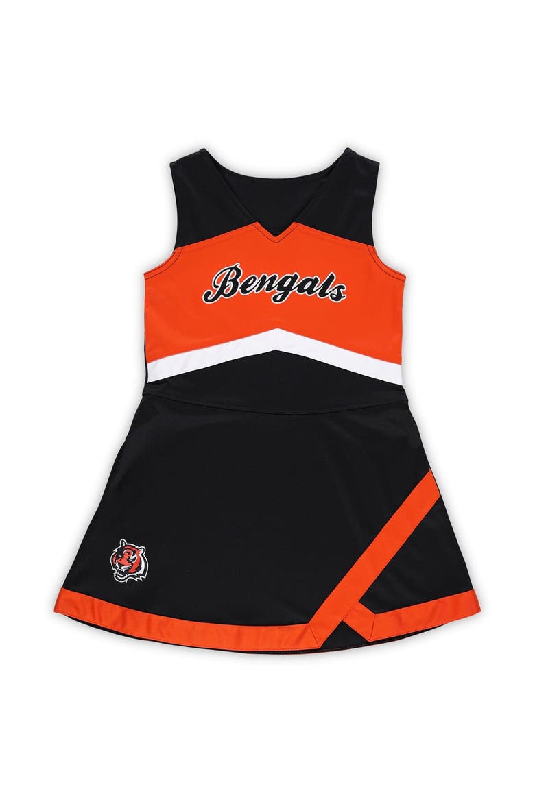 Girls Preschool Black Cincinnati Bengals Two-Piece Cheer Captain Jumper Dress with Bloomers Set, Alternate, color, Black