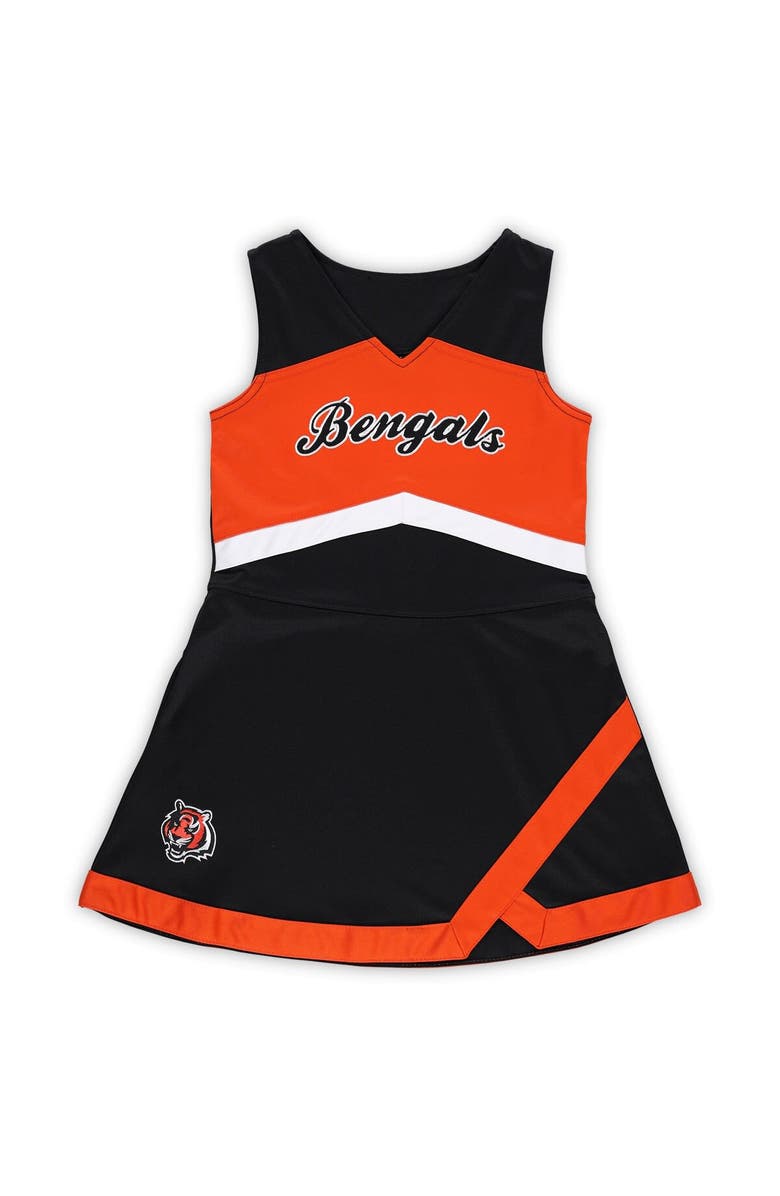 Outerstuff Girls Preschool Black Cincinnati Bengals Two-Piece Cheer Captain Jumper Dress with Bloomers Set, Alternate, color, Black