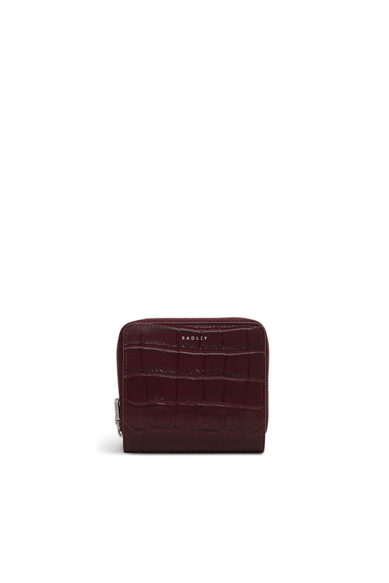 Dukes Place - Faux Croc Medium Zip Around Wallet, Main, color, Dark Cherry