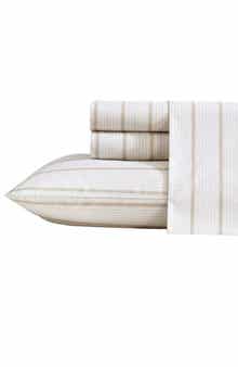 Nautica Merrick Stripe 200 Thread Count Cotton Percale Sheet Set
