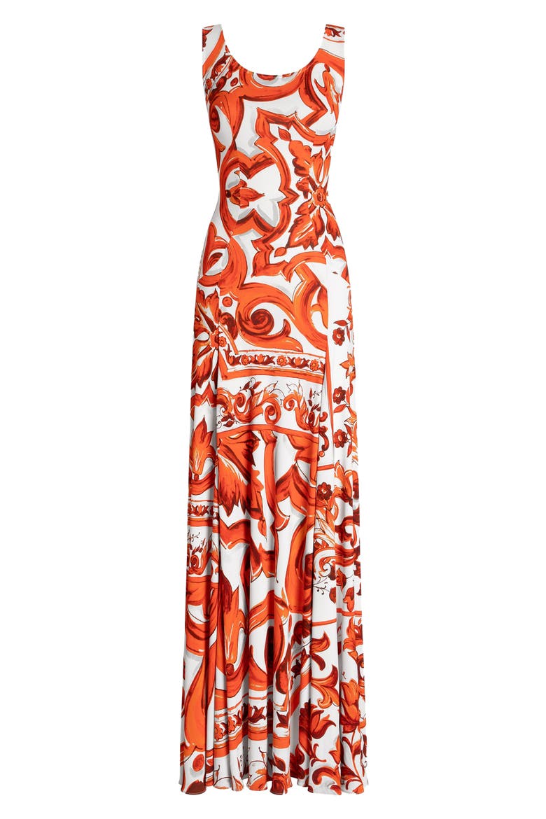 Majolica Organza Maxi Dress, Alternate, color, IO3TN MIX MAIOLICA ORANGE