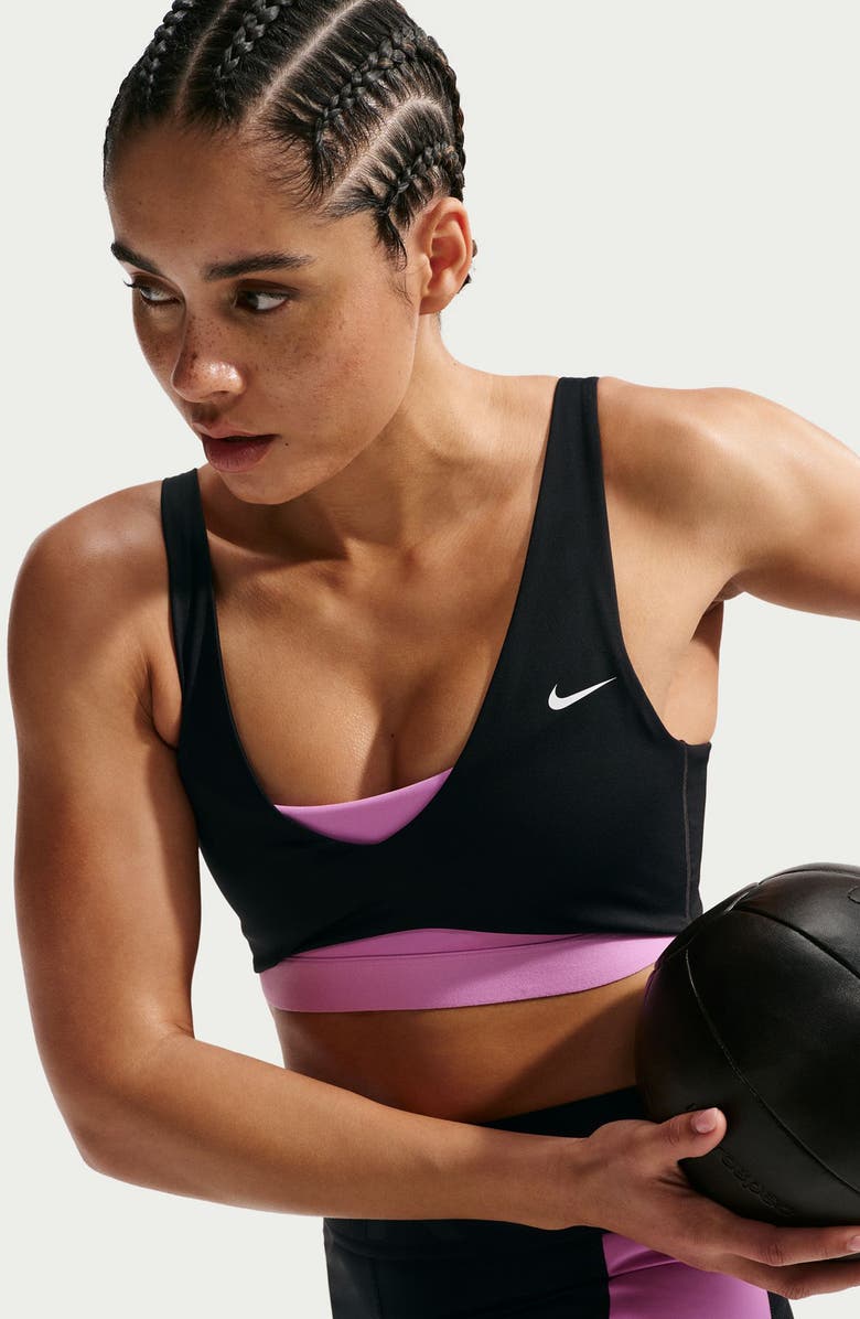 Nike Sculpt Dri-FIT Strappy Sports Bra, Alternate, color, Black/ Lt Magenta/ White
