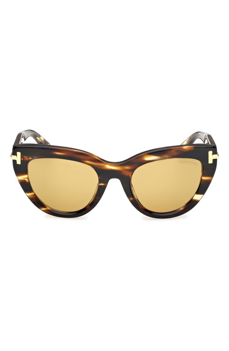 TOM FORD Icon 52mm Cat Eye Sunglasses, Main, color, Coloured Havana / Brown