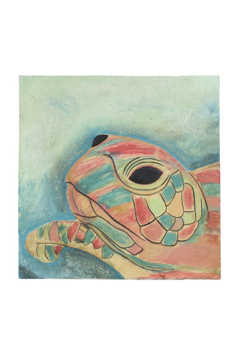 Beachcombers Teal Turtle Coastal Wall Sign 17.7", Main, color, Green