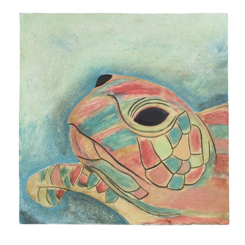 Teal Turtle Coastal Wall Sign 17.7"