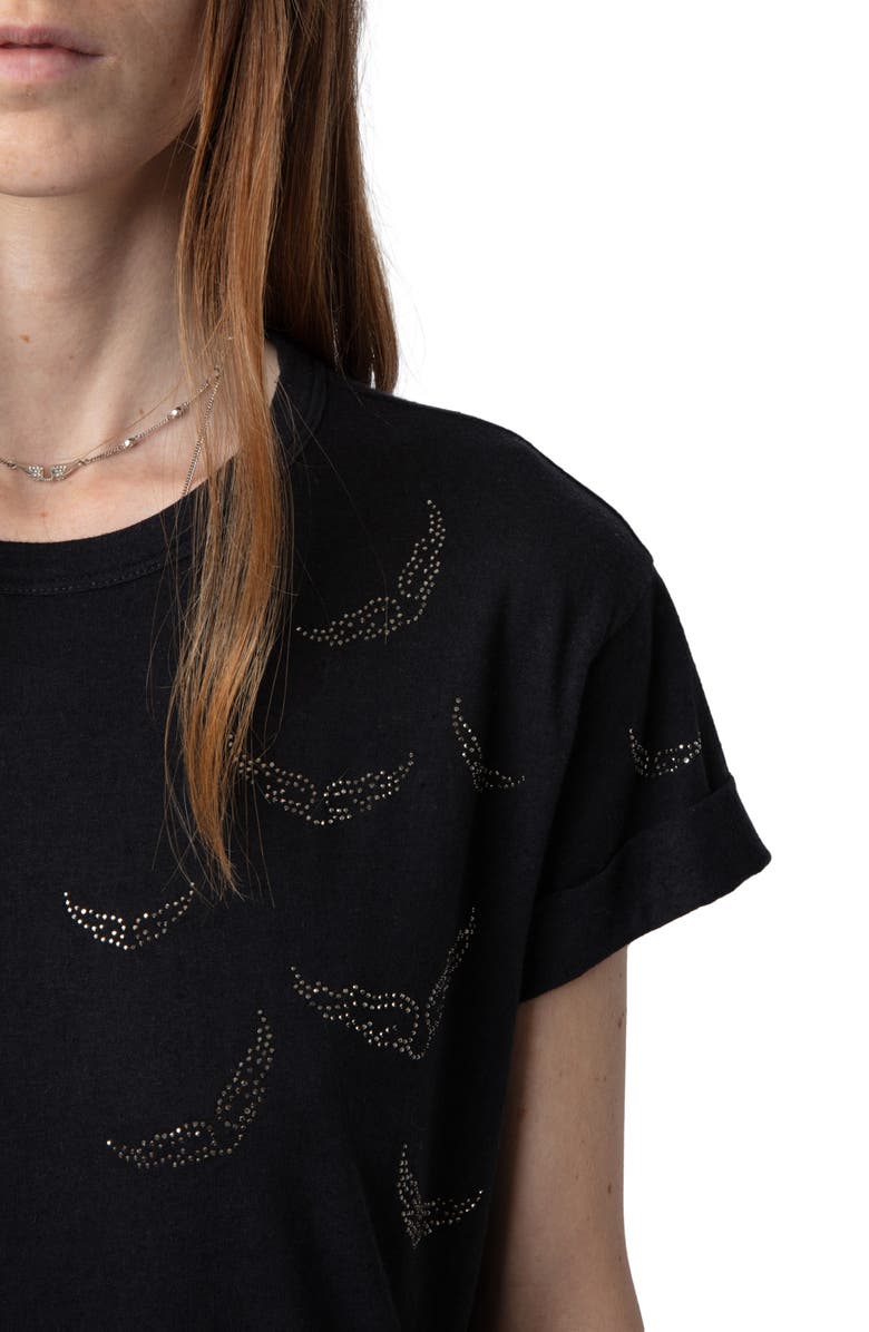 Zadig & Voltaire Anya Rain Strass Wings Embellished Graphic T-Shirt, Alternate, color, 