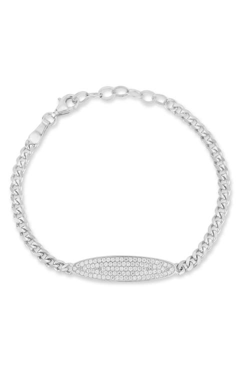 Pavé Cubic Zirconia Oval Bar Bracelet